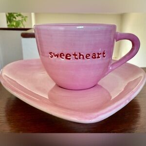 Pink "sweetheart" Ceramic Cup & Saucer